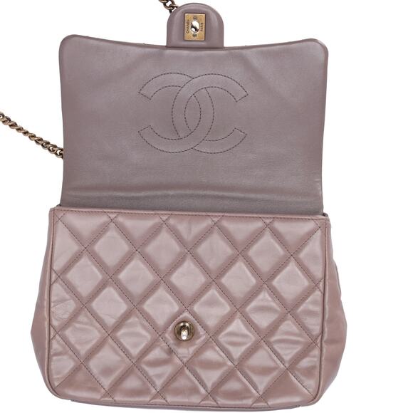 CHANEL Glazed Calfskin Quilted Medium Top Handle Flap Bag Dark Gray - Picture 6 of 10